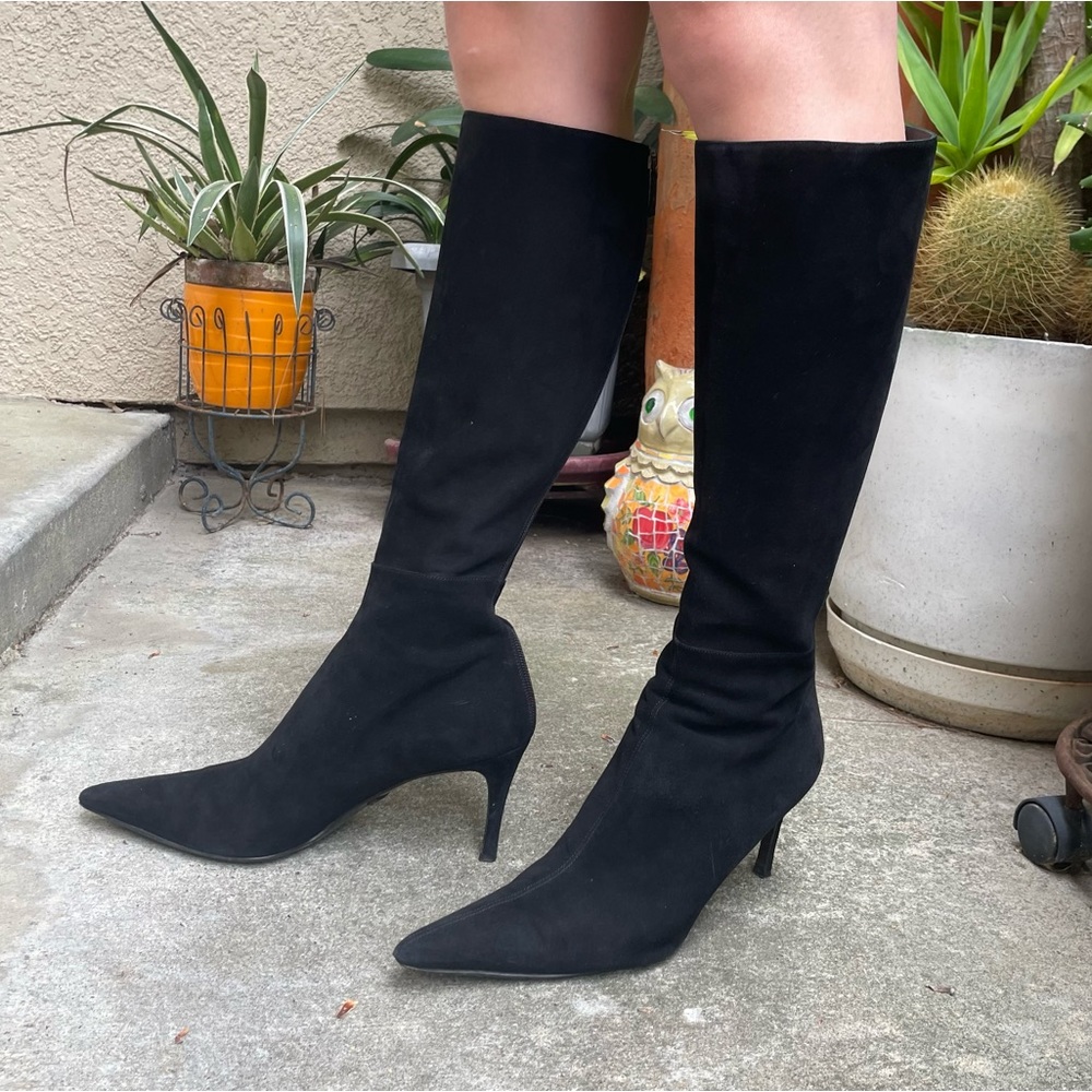 Vintage black Gucci brushed suede/leather tall boots